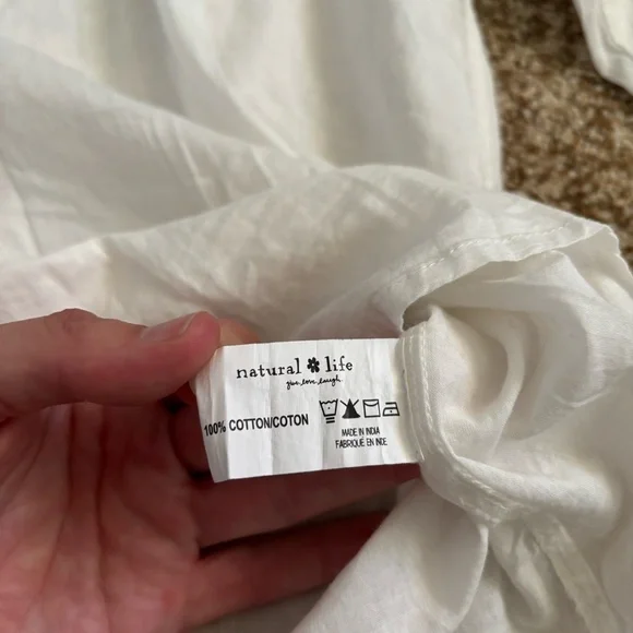 Natural Life || Oversized White Cotton Button Down Shirt Size L/XL - Picture 7 of 12